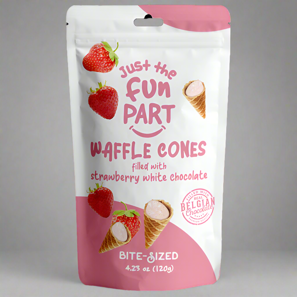 STRAWBERRY & WHITE CHOCOLATE WAFFLE CONES