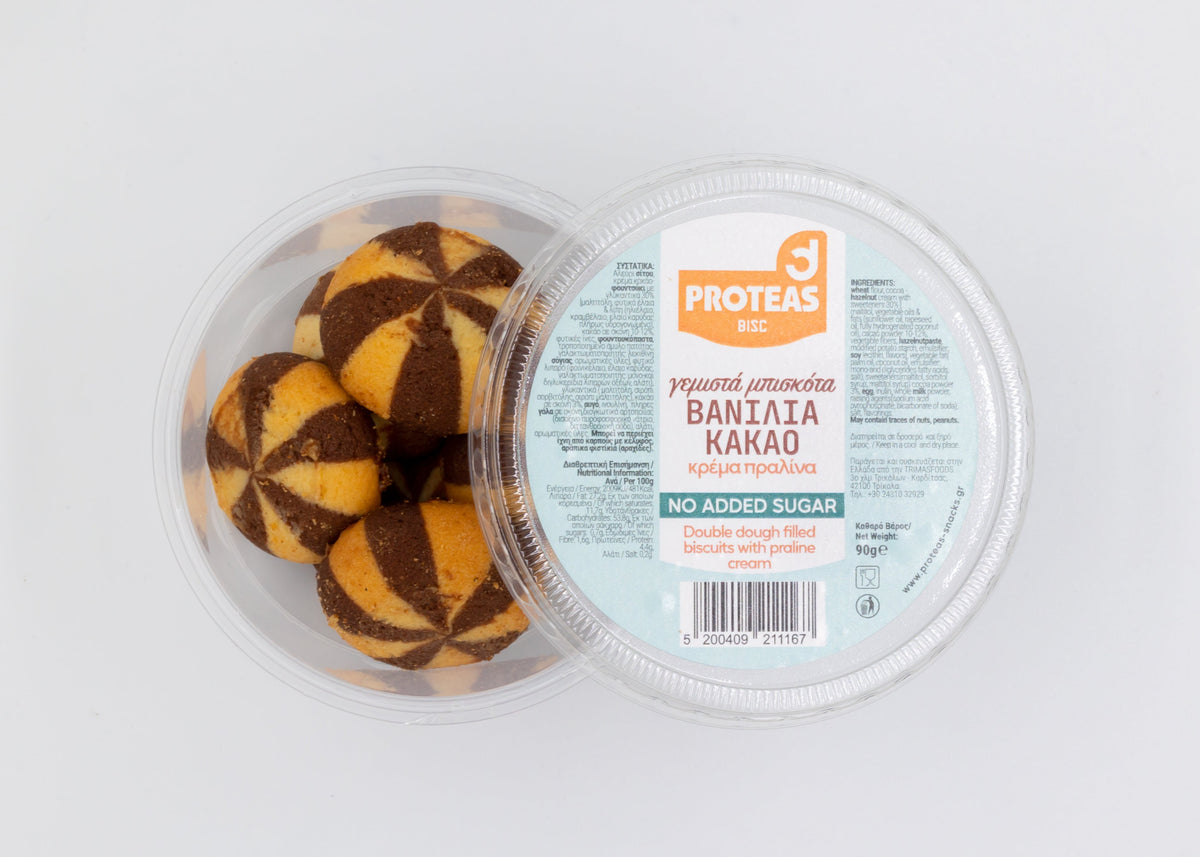 FILLED COOKIES VANILLA & COCOA with Praline Cream (NO ADDED SUGAR)